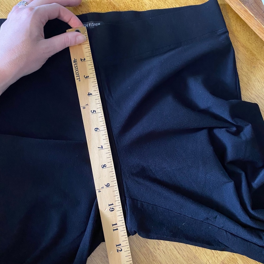 Eileen Fisher Straight Leg Pants Women M Black Stretch Knit Casual Travel Office - Picture 8 of 9